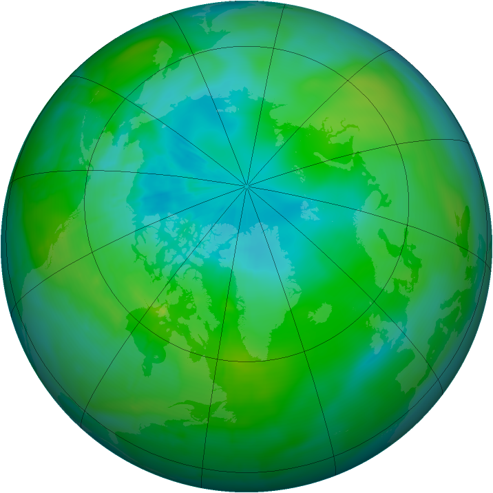 Arctic ozone map for 12 August 2009